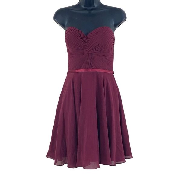 Cinderella Divine Burgundy Twist Front Corset Back Strapless Dress Sz 8 - Picture 4 of 15